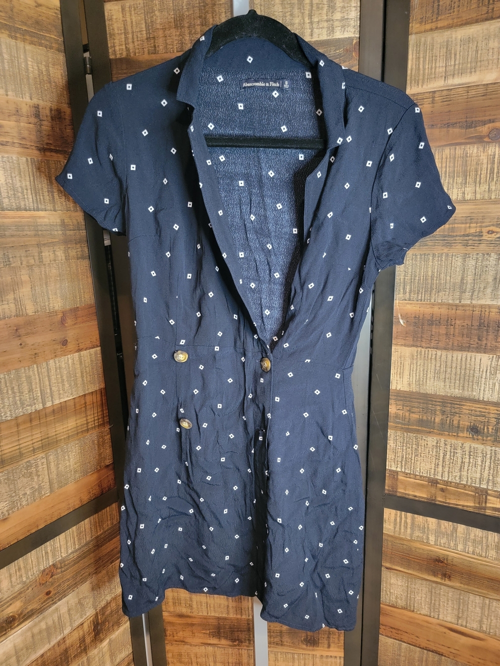 Abercrombie & Fitch Navy Shirt with White Diamond Motif